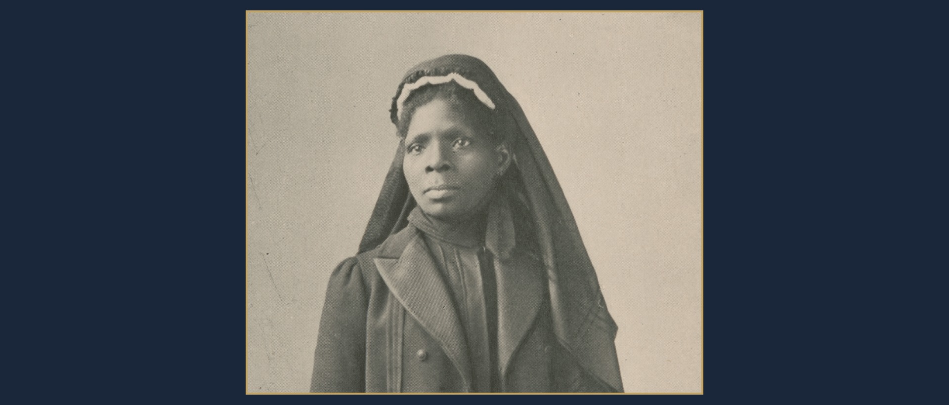 Black-and-white historical portrait of Susie King Taylor, a Civil War nurse, educator, and author.